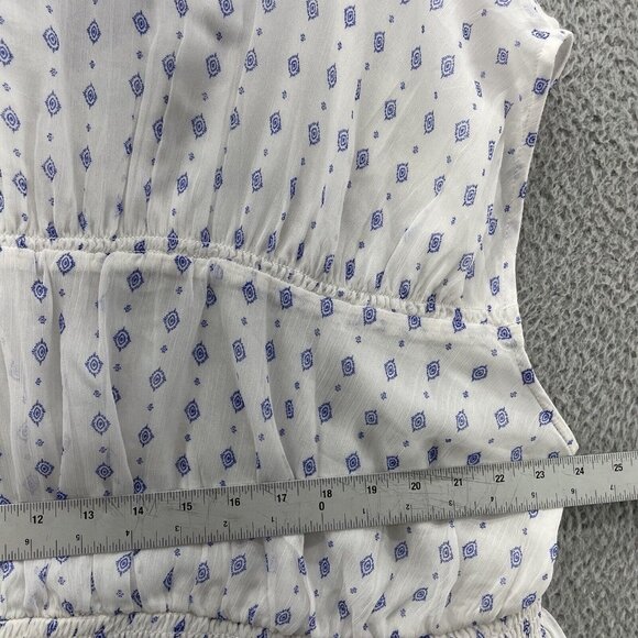 Old Navy Women’s Tops 4X Plus White Blue Sheer Plus Ruched Waist Blouse NEW - Picture 10 of 12